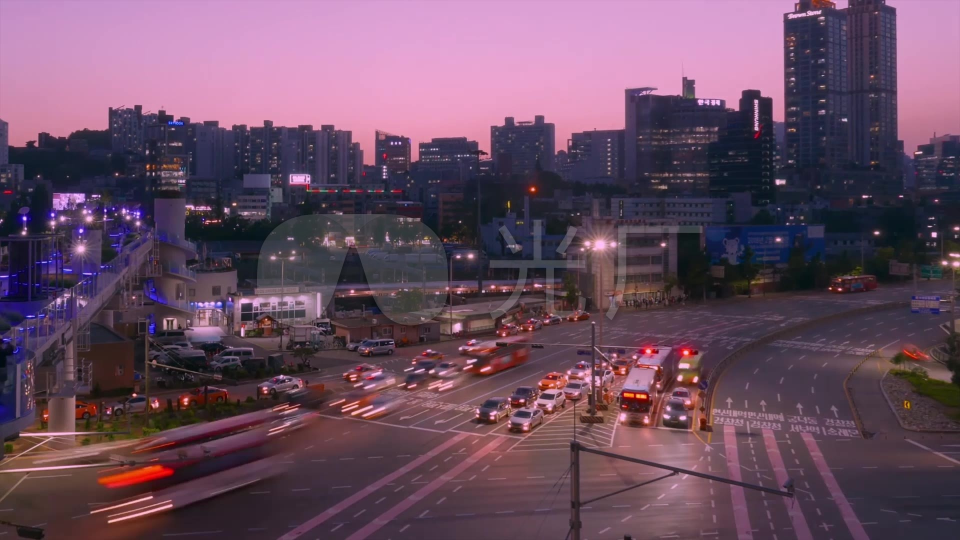 韩国首尔城市街景延时拍摄
