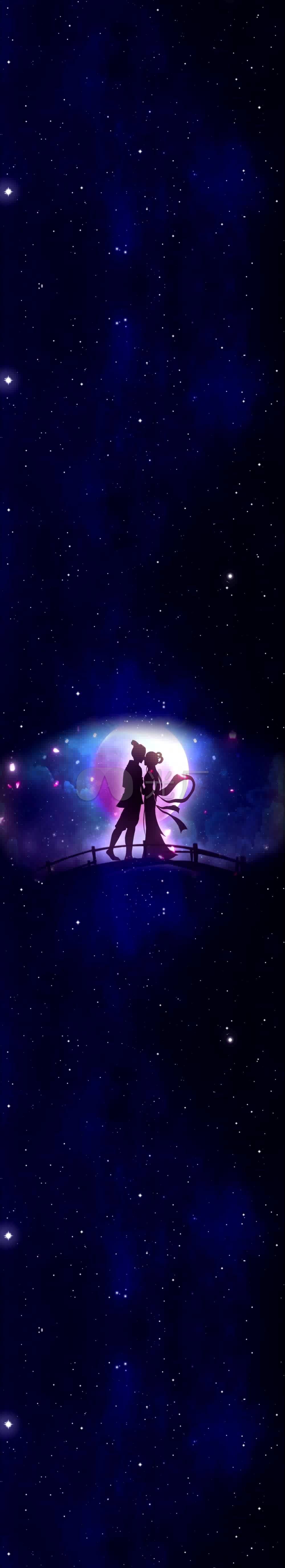 520情人节牛郎织女浪漫星空天幕素材_1000x5500_高清
