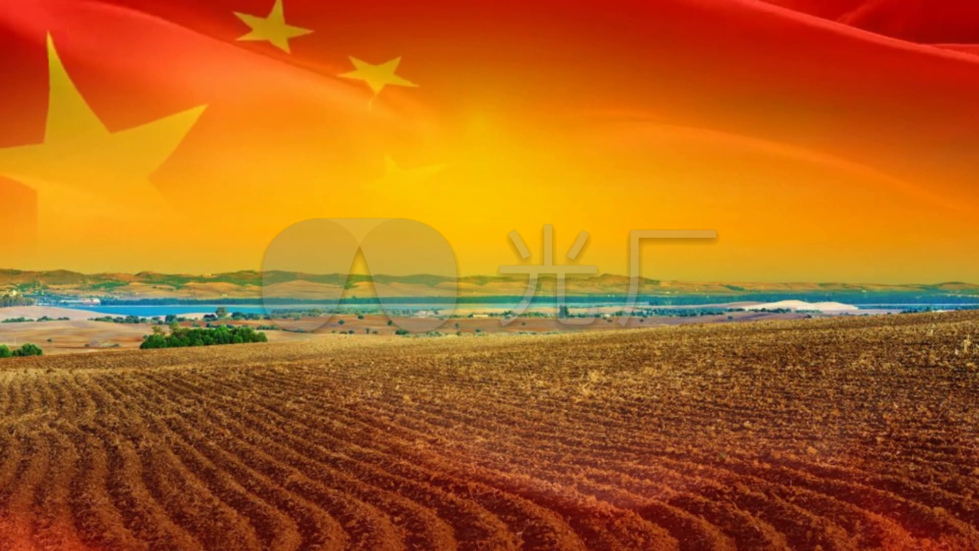 视频素材 舞台背景 场景背景 五星红旗迎风飘扬配乐成品  来自视频