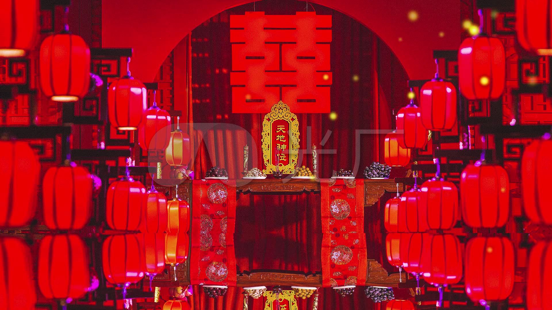 舞台中式婚礼拜天地婚宴场景led背景视频