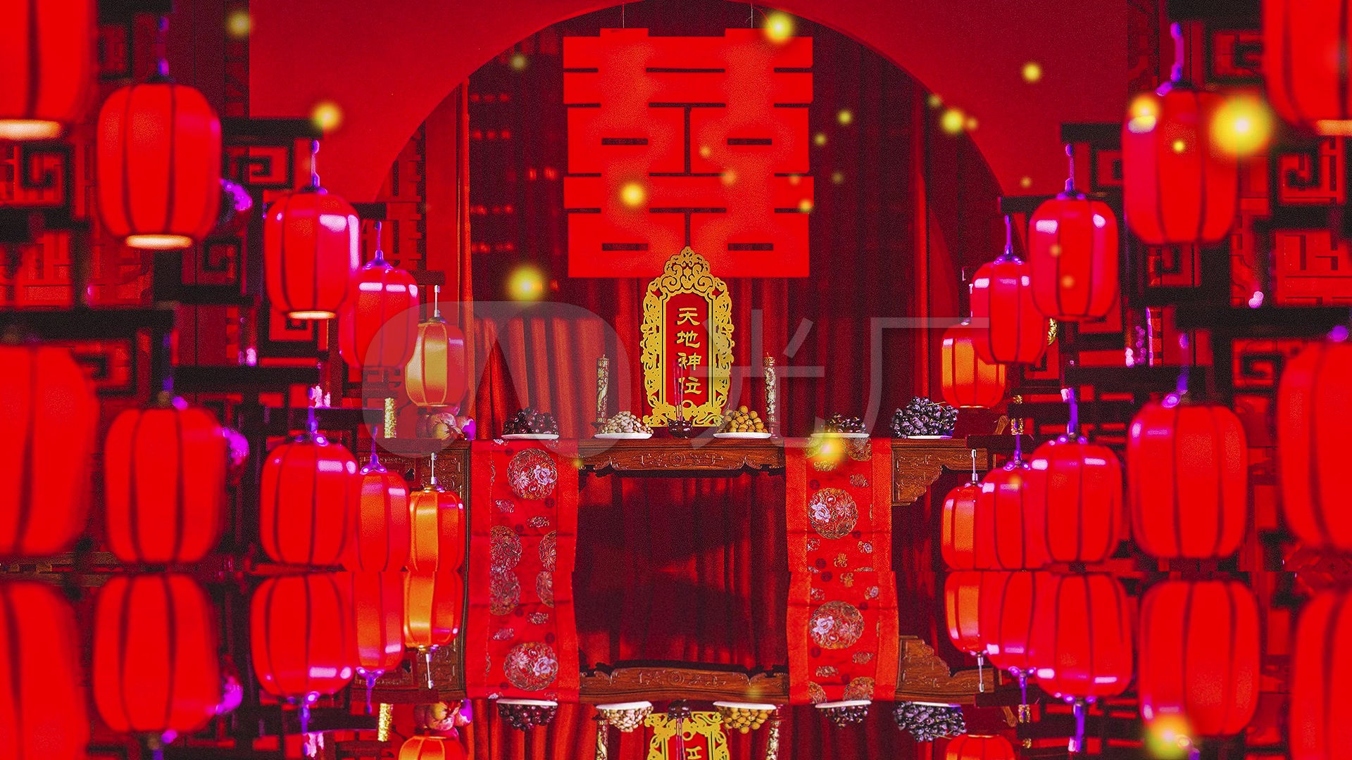 舞台中式婚礼拜天地婚宴场景led背景视频