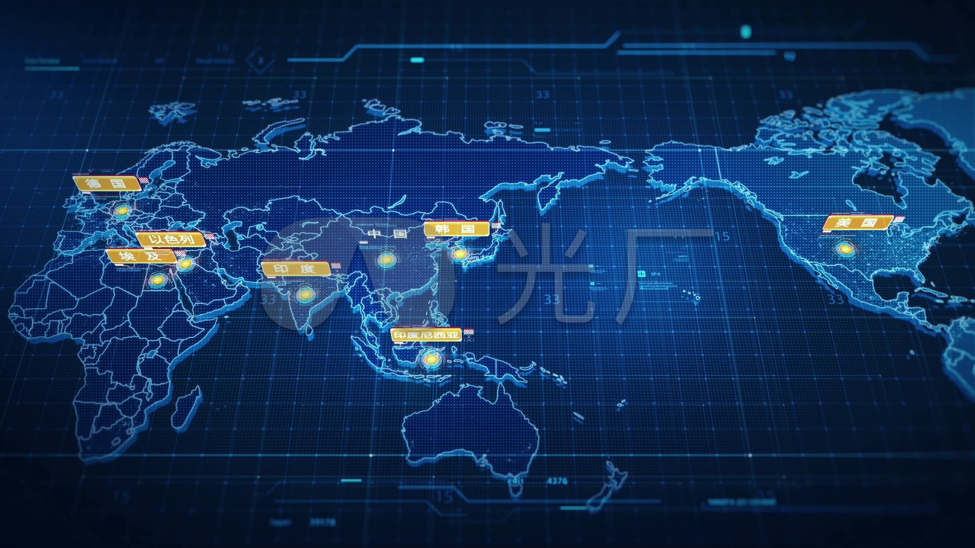 世界地图推进中国科技ae地图模板