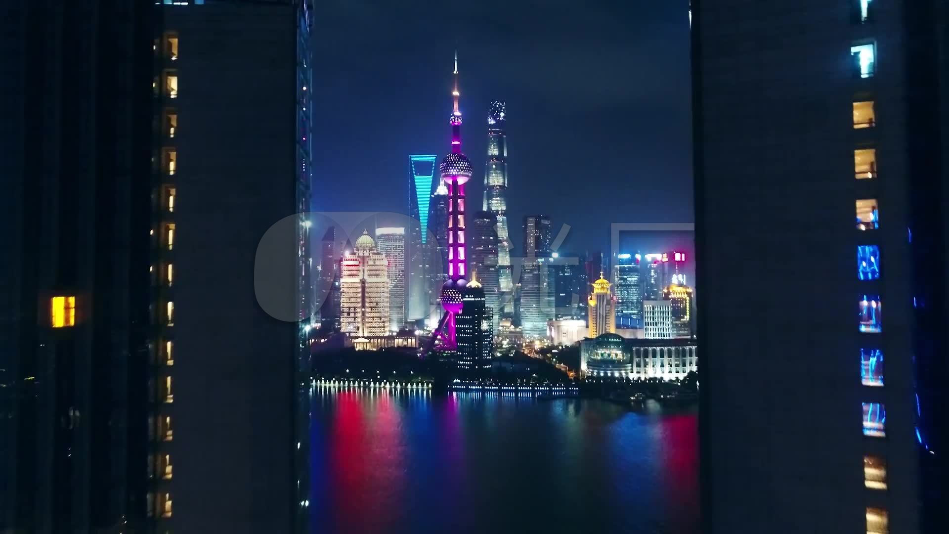 陆家嘴夜景风光航拍视频素材下载_1920x1080_高清视频
