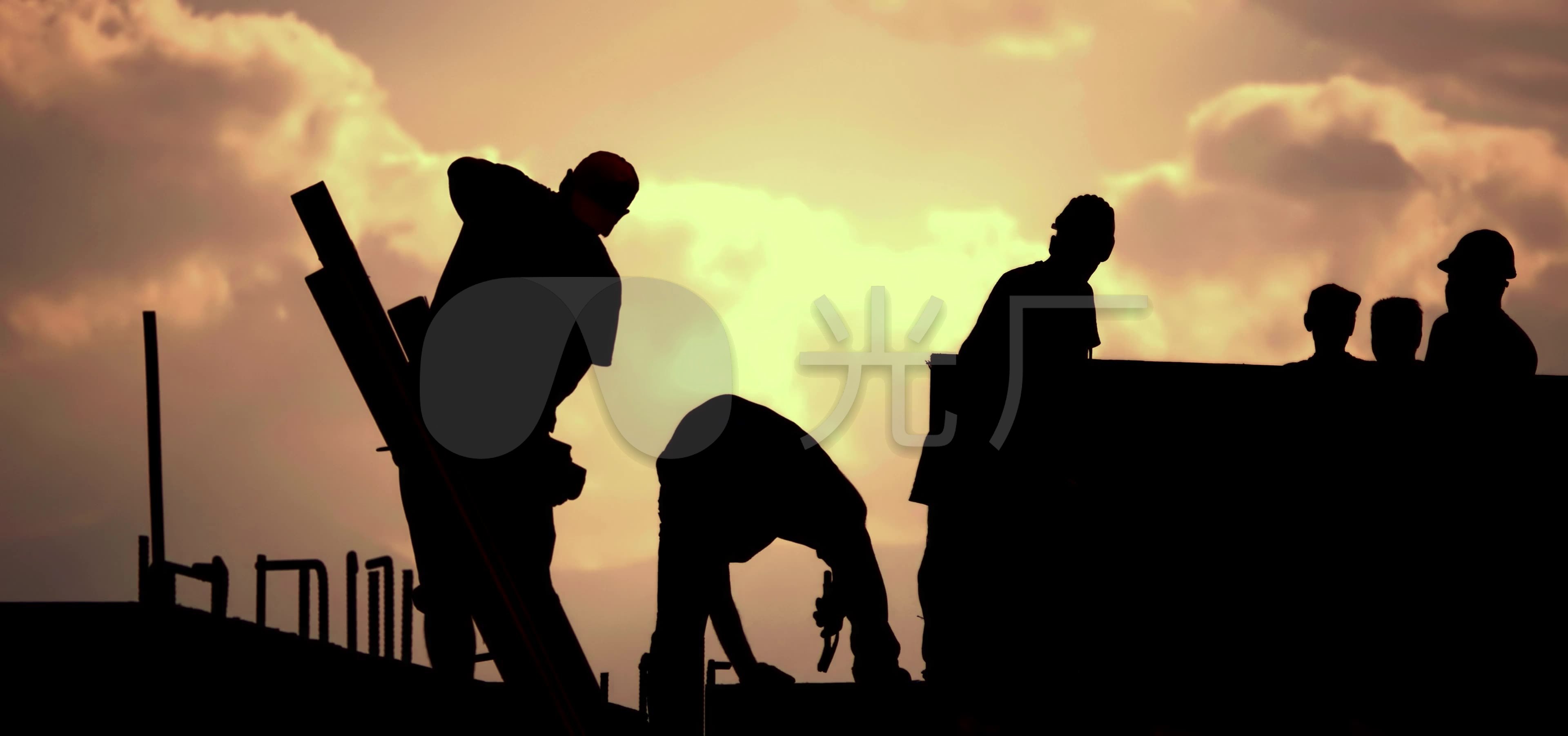 工地施工建筑工人剪影