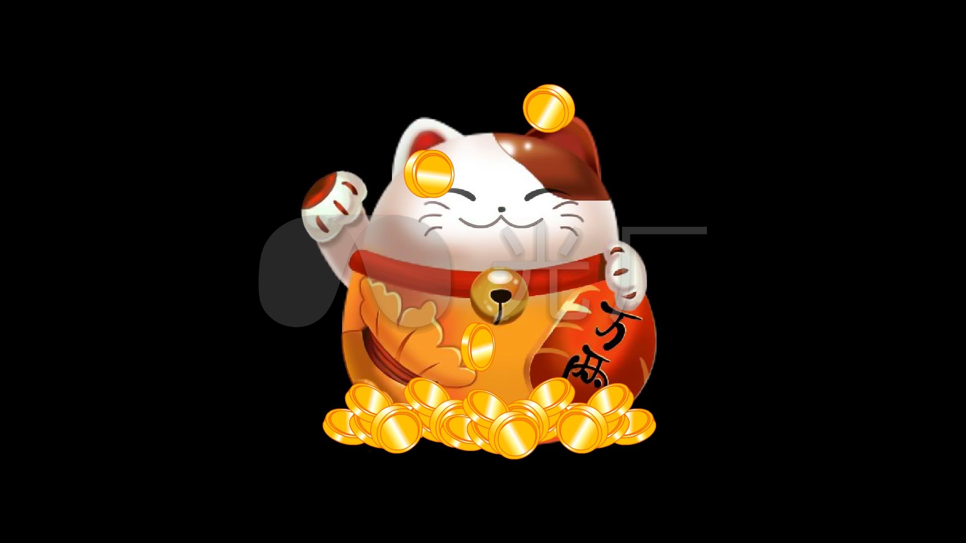 卡通招财猫循环带通道_1920x1080_高清视频素材下载