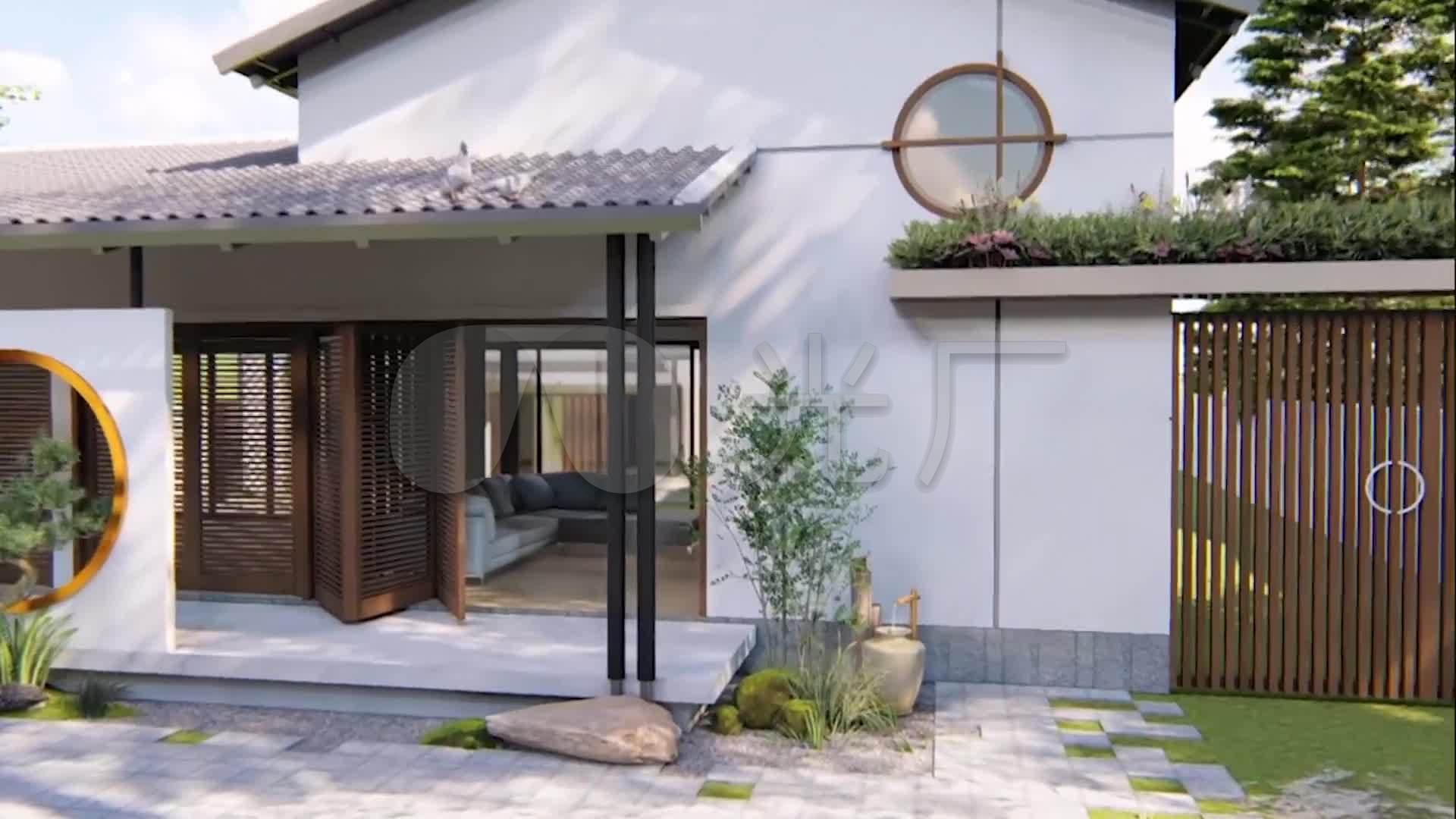3d园林风格民宿酒店建筑设计动画漫游