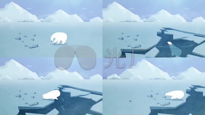 冰面裂开破暖落水北极熊的愤怒生气怒吼冰层变薄保护北极熊保护地球