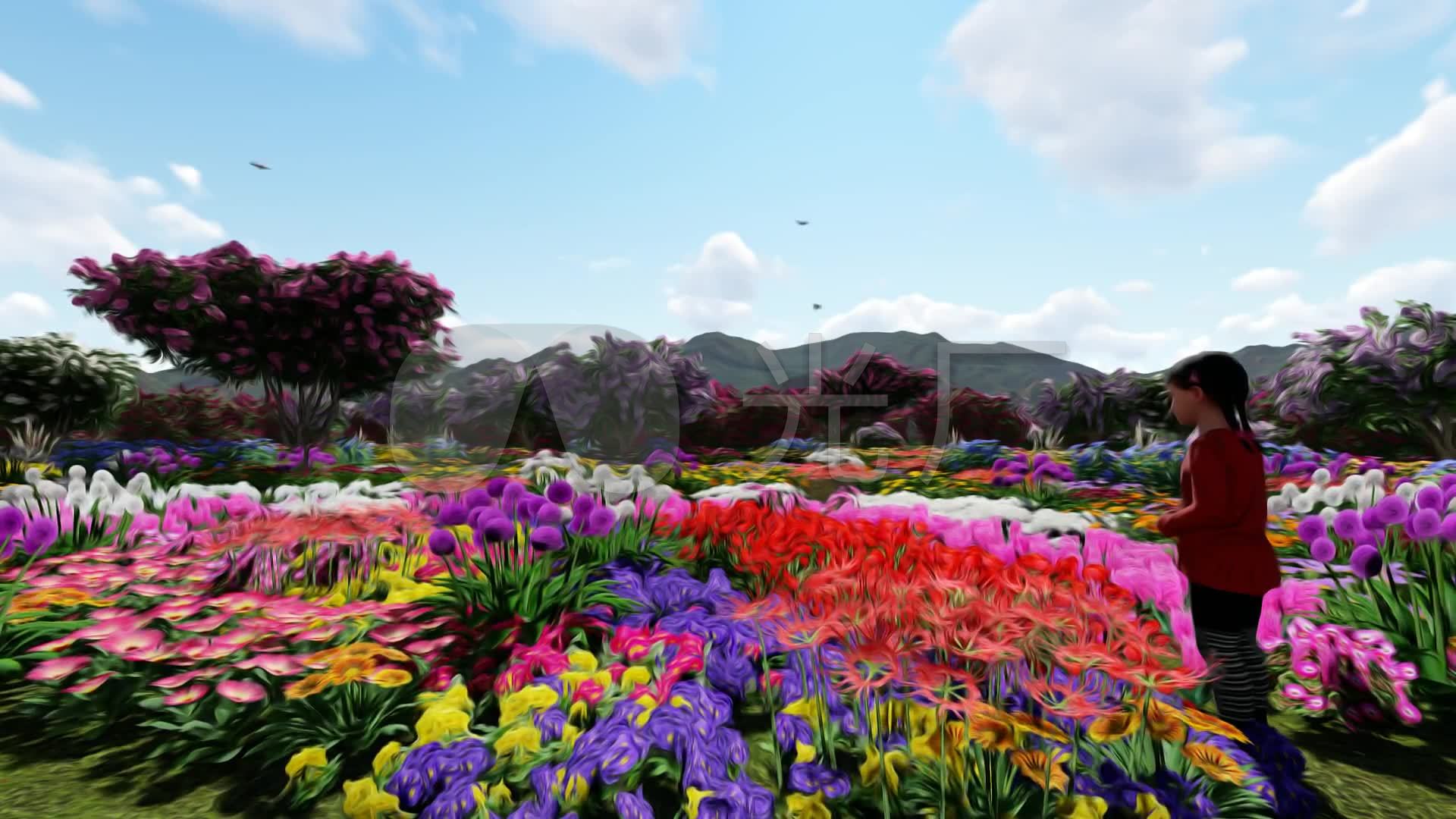 3d植物园花海_1920x1080_高清视频素材下载(编号:)