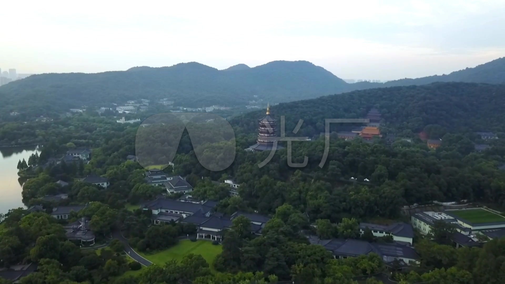 三潭印月 小瀛洲岛 雷锋塔 公园 杭州 西湖 航拍