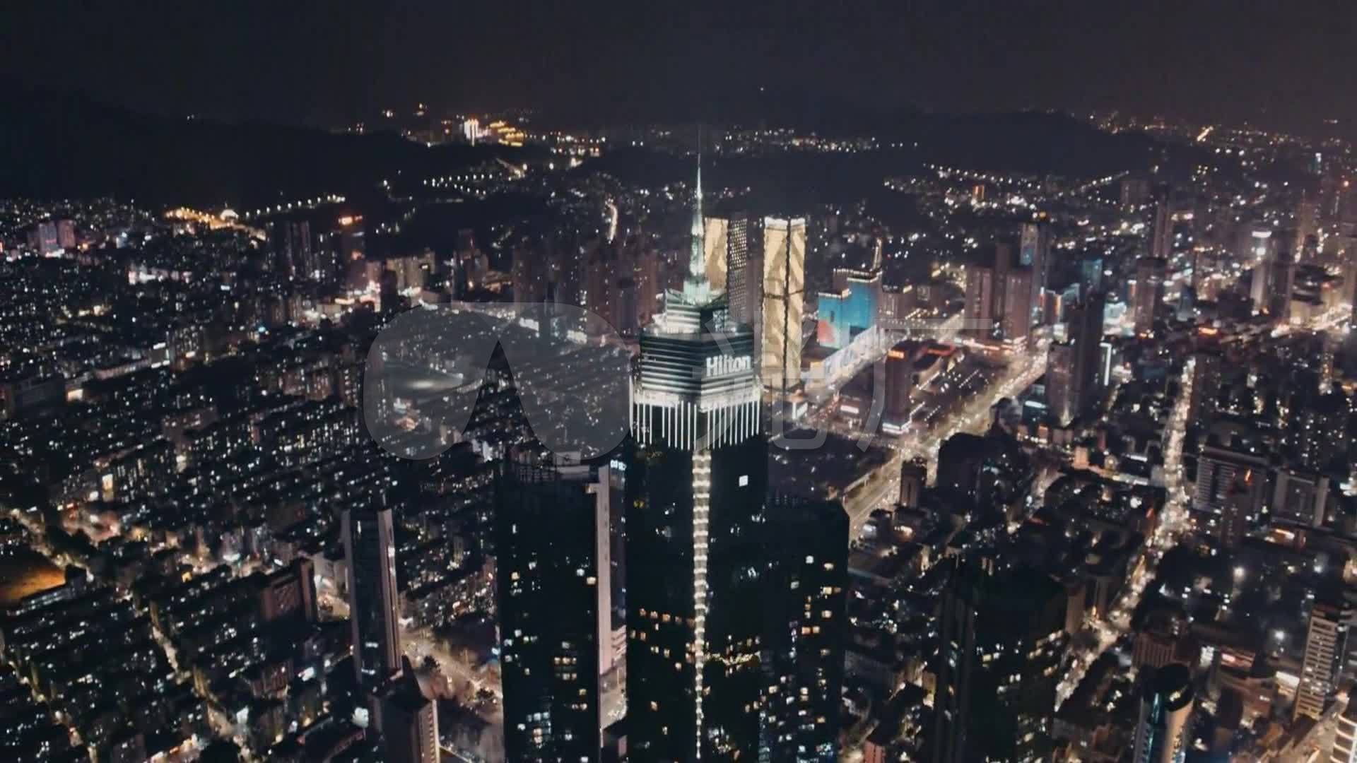 山东 烟台 世茂海湾 高楼 大厦 夜景 灯光 航拍