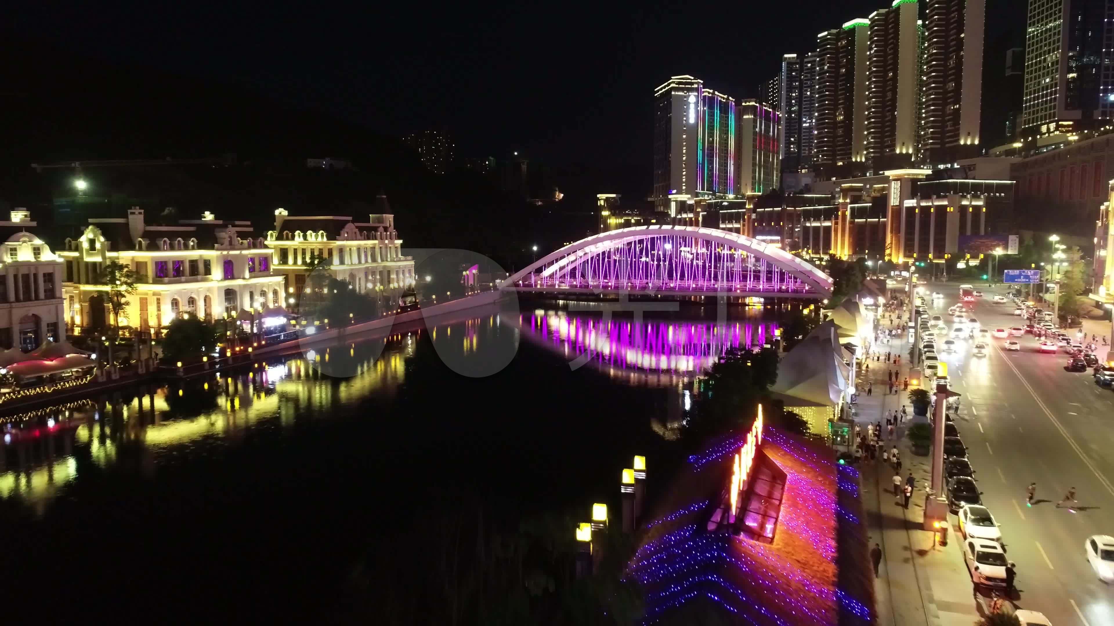 航拍贵阳未来方舟夜景_3840x2160_高清视频素材下载(编号:2698139)