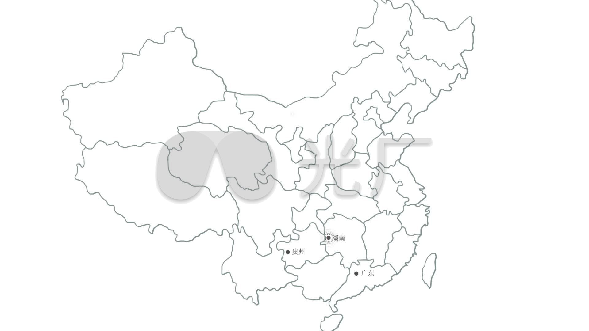 中国地图业务范围全国黑白省份展示_1下载(编