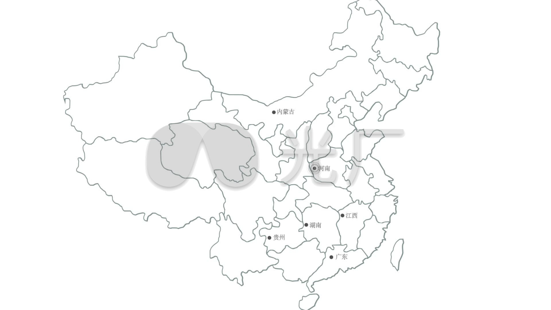 中国地图业务范围全国黑白省份展示_1下载(编号:2700238)_AE模板
