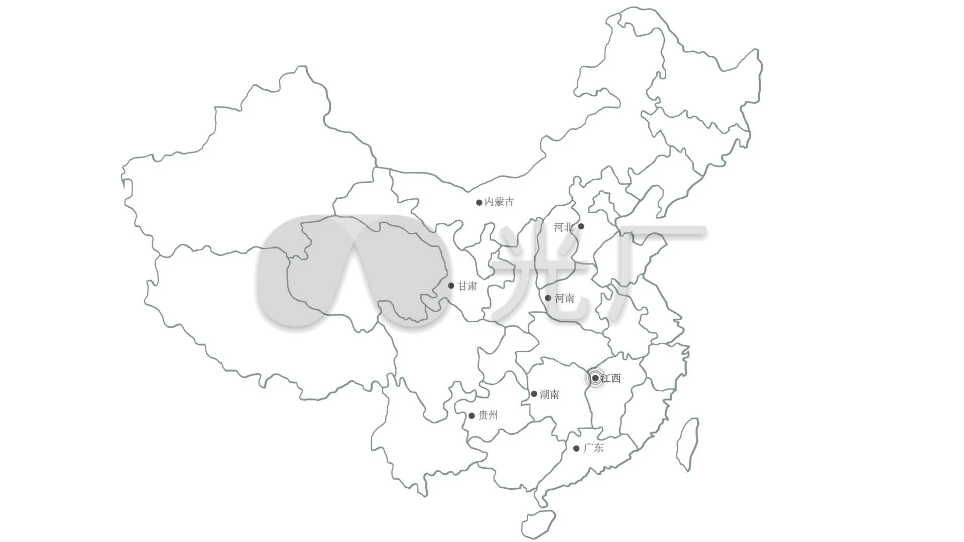 中国地图白线描图,中梦线描画,中地图黑白线描图_大山谷图库