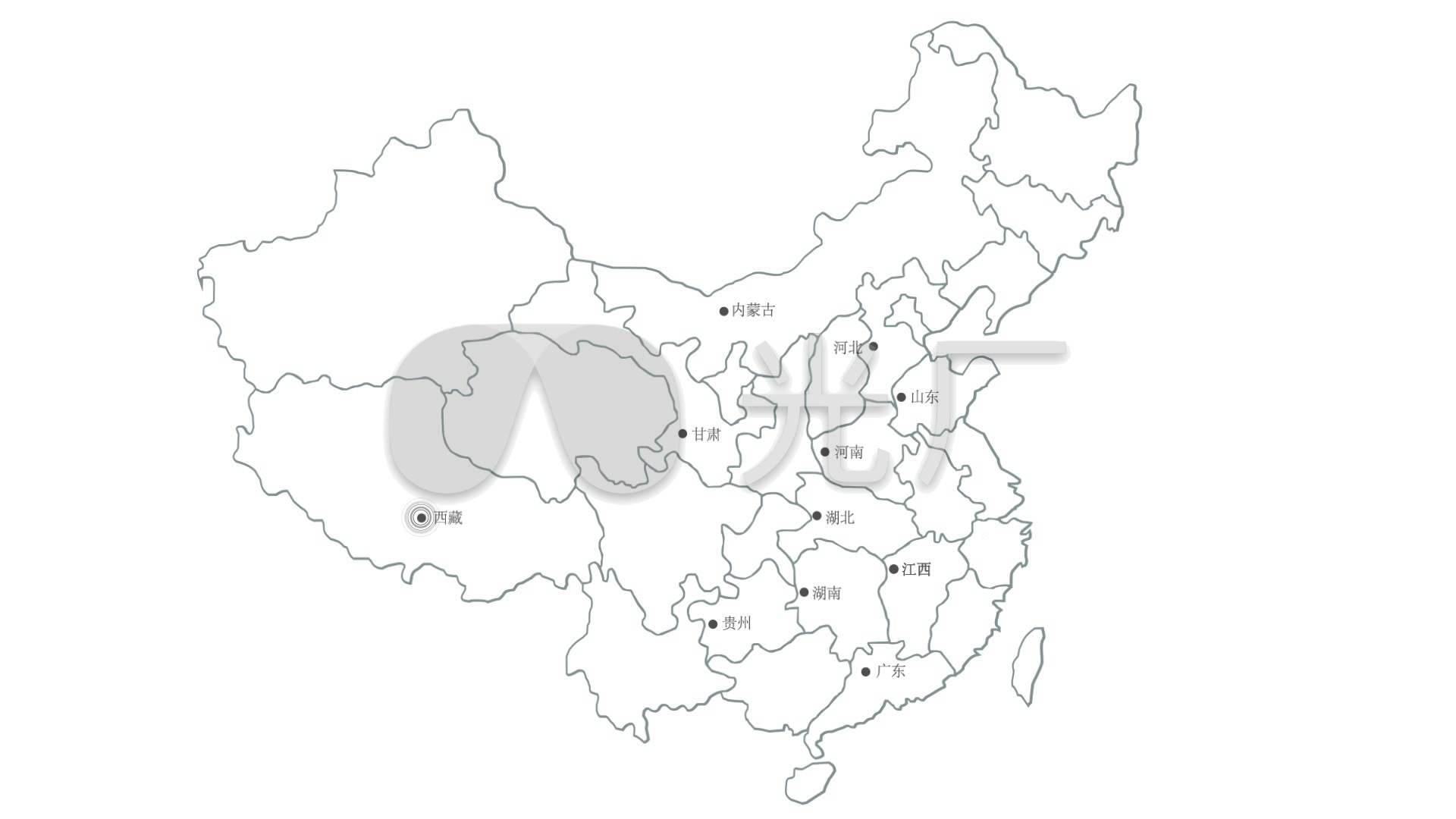 中国地图业务范围全国黑白省份展示_1下载(编号:2700238)_AE模板