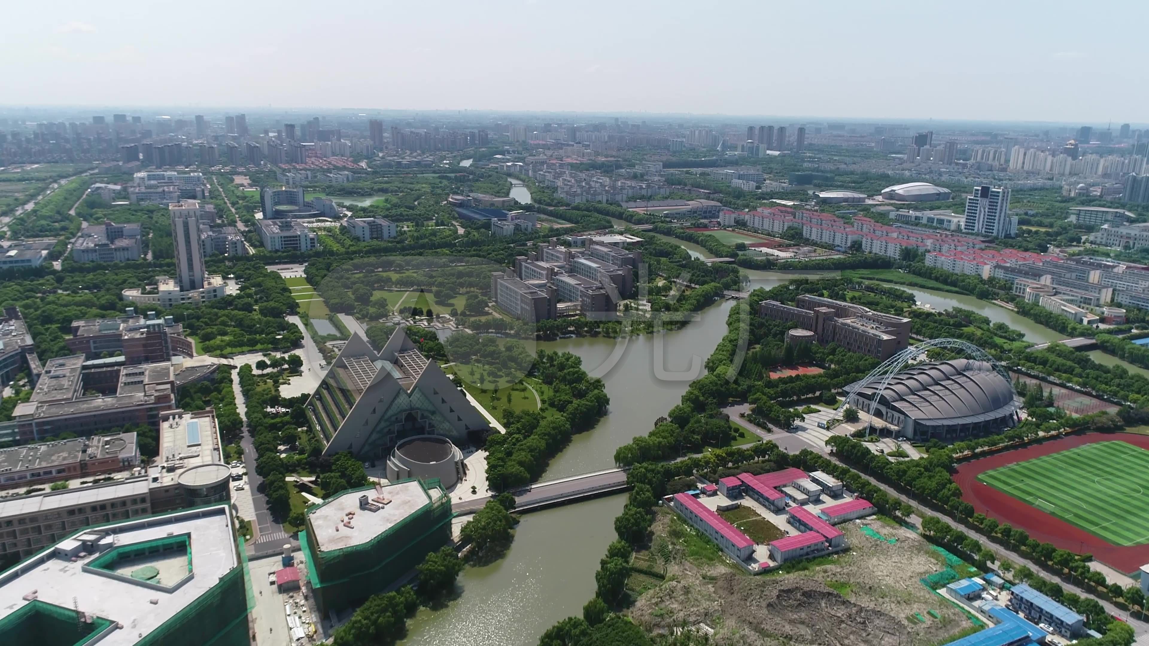 鸟瞰松江大学城_3840x2160_高清视频素材下载(编号:)