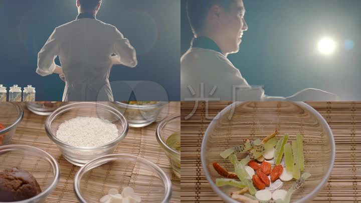 唯美厨师背影炒菜做八宝饭