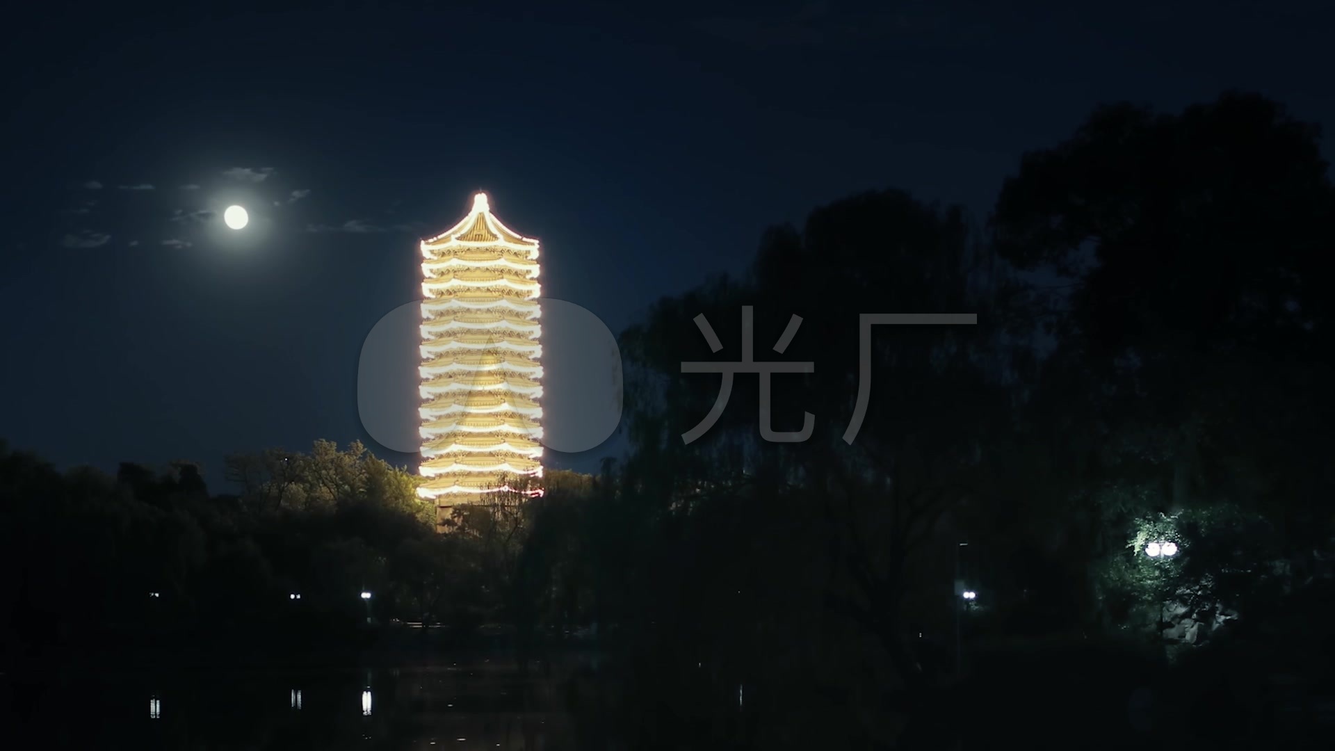 北大未名湖博雅塔延时摄影_1920x1080_高清视频素材