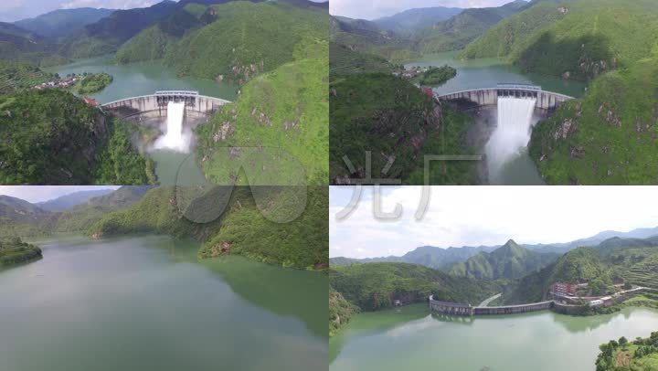 青田县金坑电站航拍视频水库自然