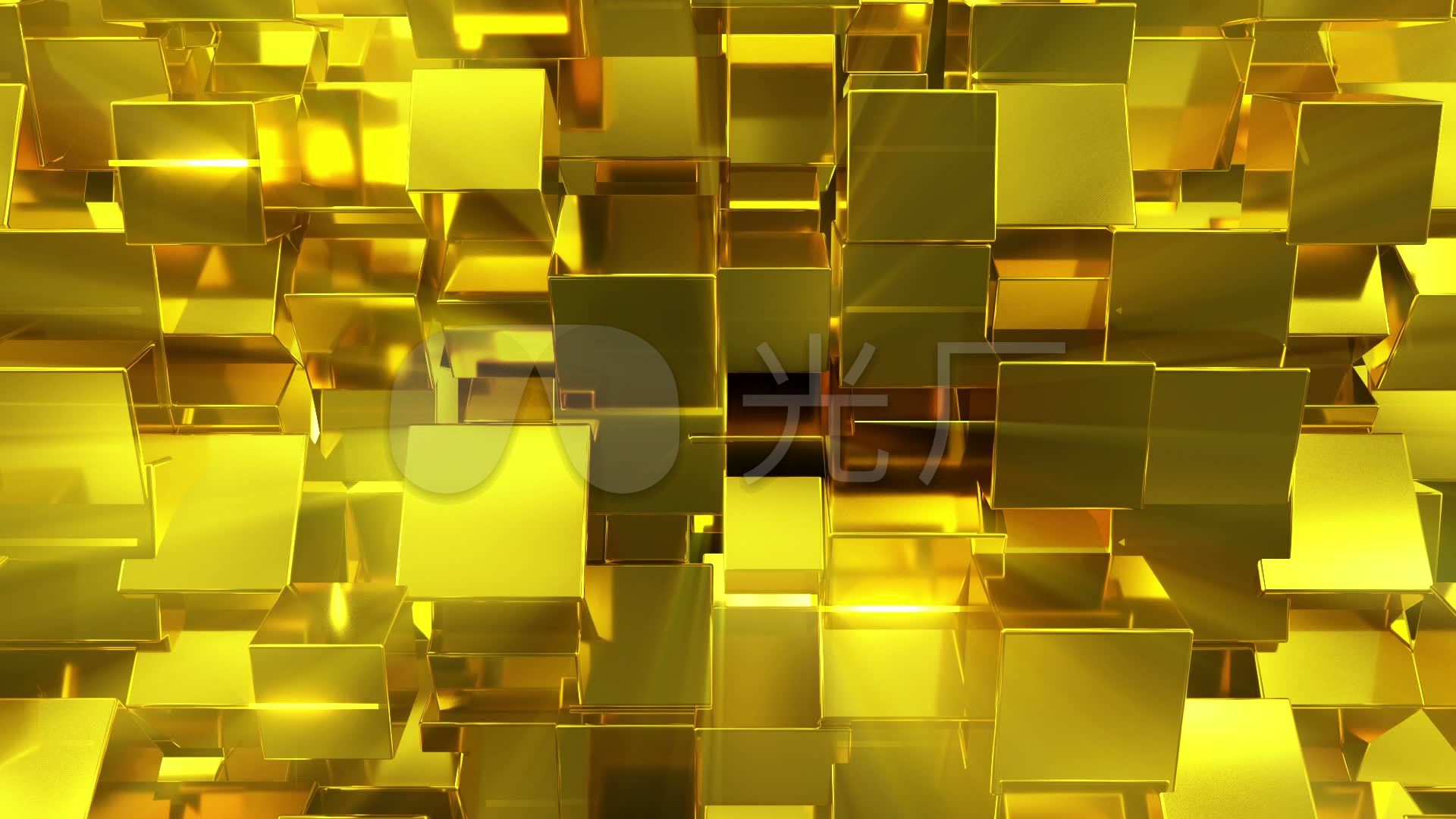 金色质感金色方块旋转闪烁动感vj开_1920x1080_高清