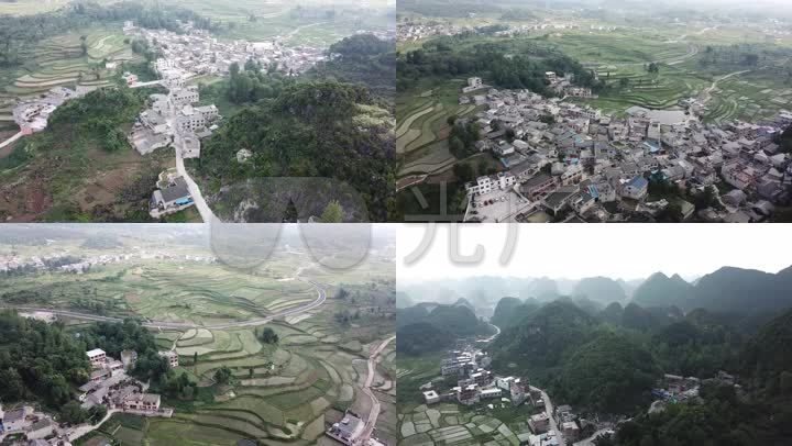 航拍贵州地区农村乡镇全貌超清视频