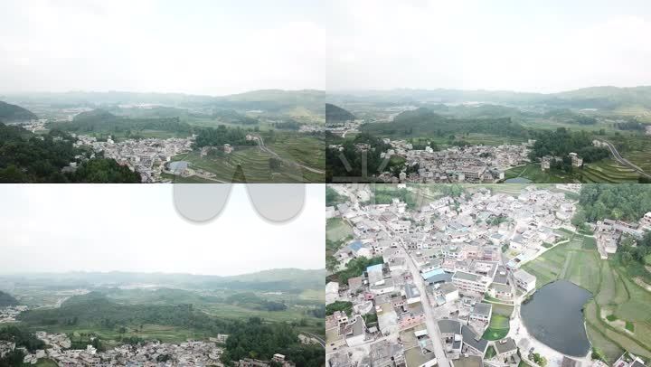 航拍农村乡镇全景高清视频