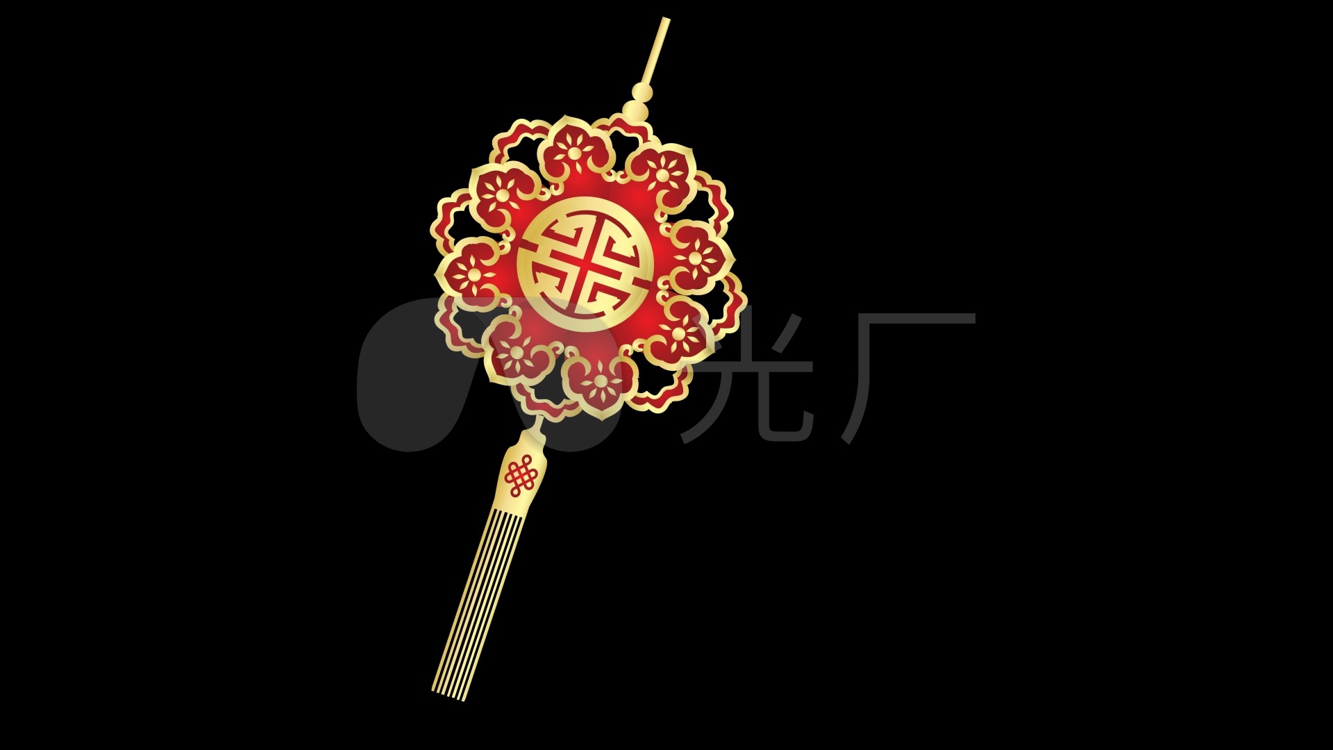 中国结福禄寿喜吉祥剪纸金色透明背景带通道