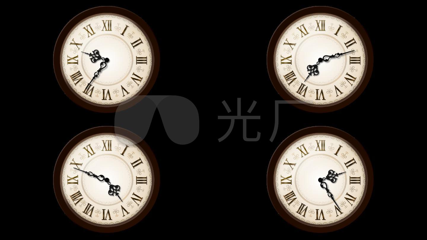 时间倒流古典钟表表针旋转循环视频