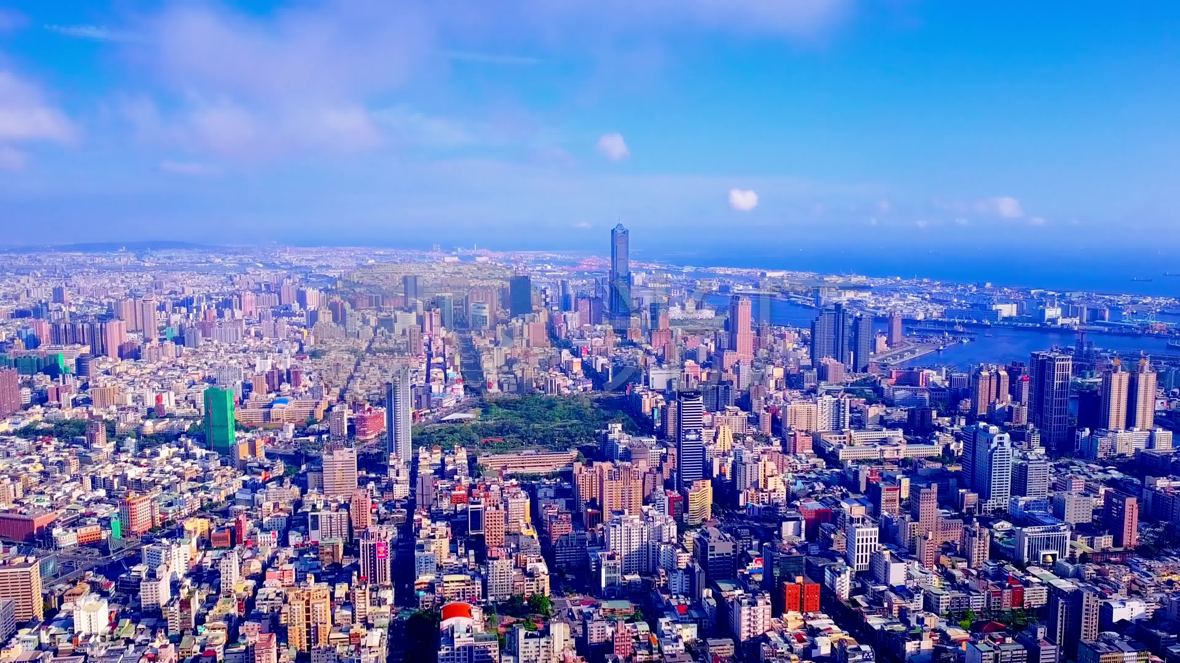 台湾高雄城市航拍4k