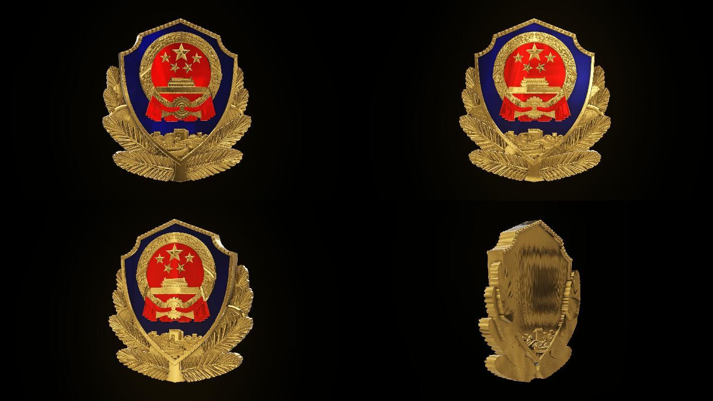 金属质感警徽透明通道循环展示