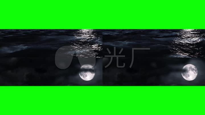 大海天空月亮绿幕抠像_1920x1080_高清视频素材下载