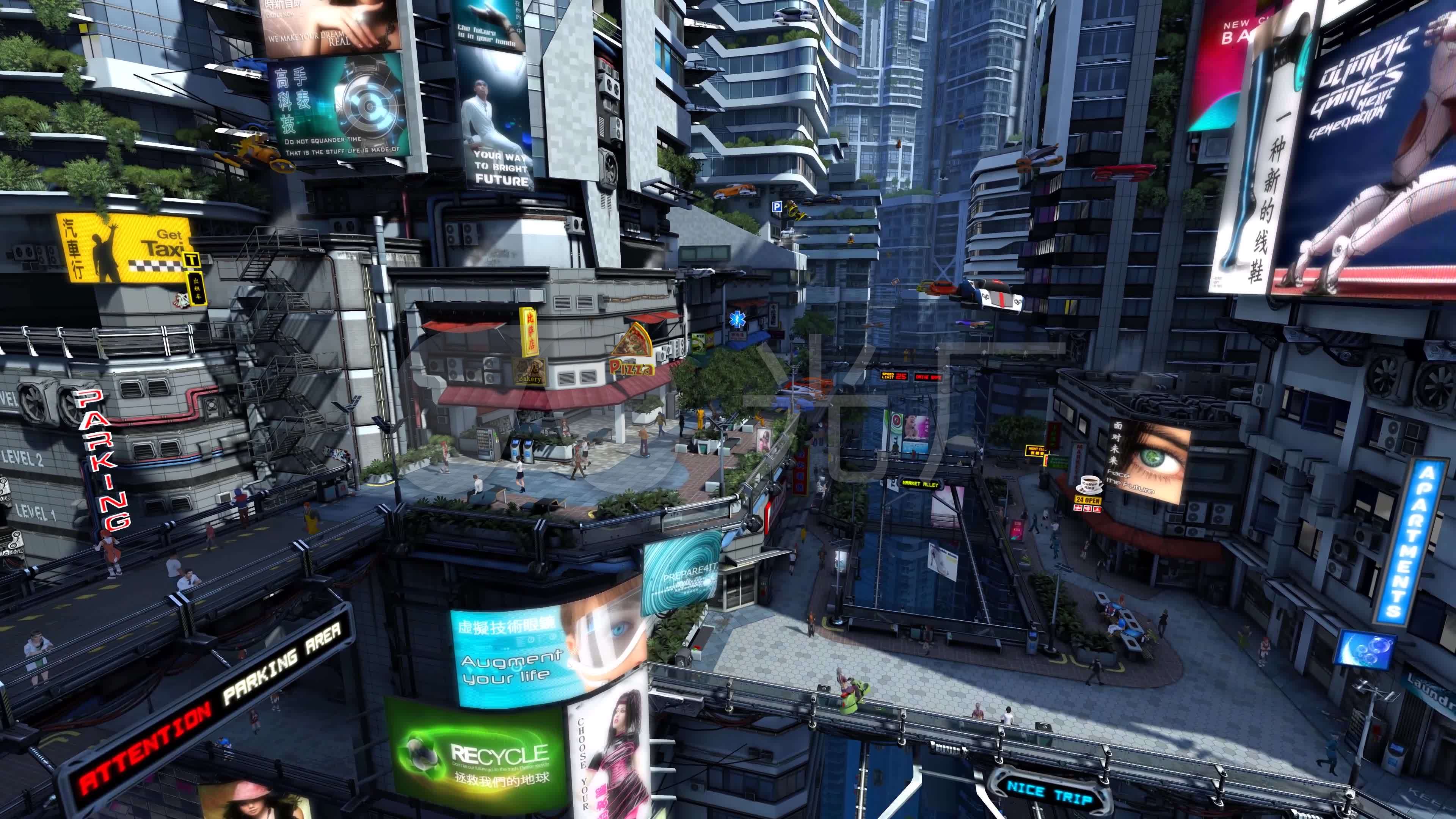 未来城市科技4k超高清3d屏保动画_3840x2160_高清视频素材下载(编号