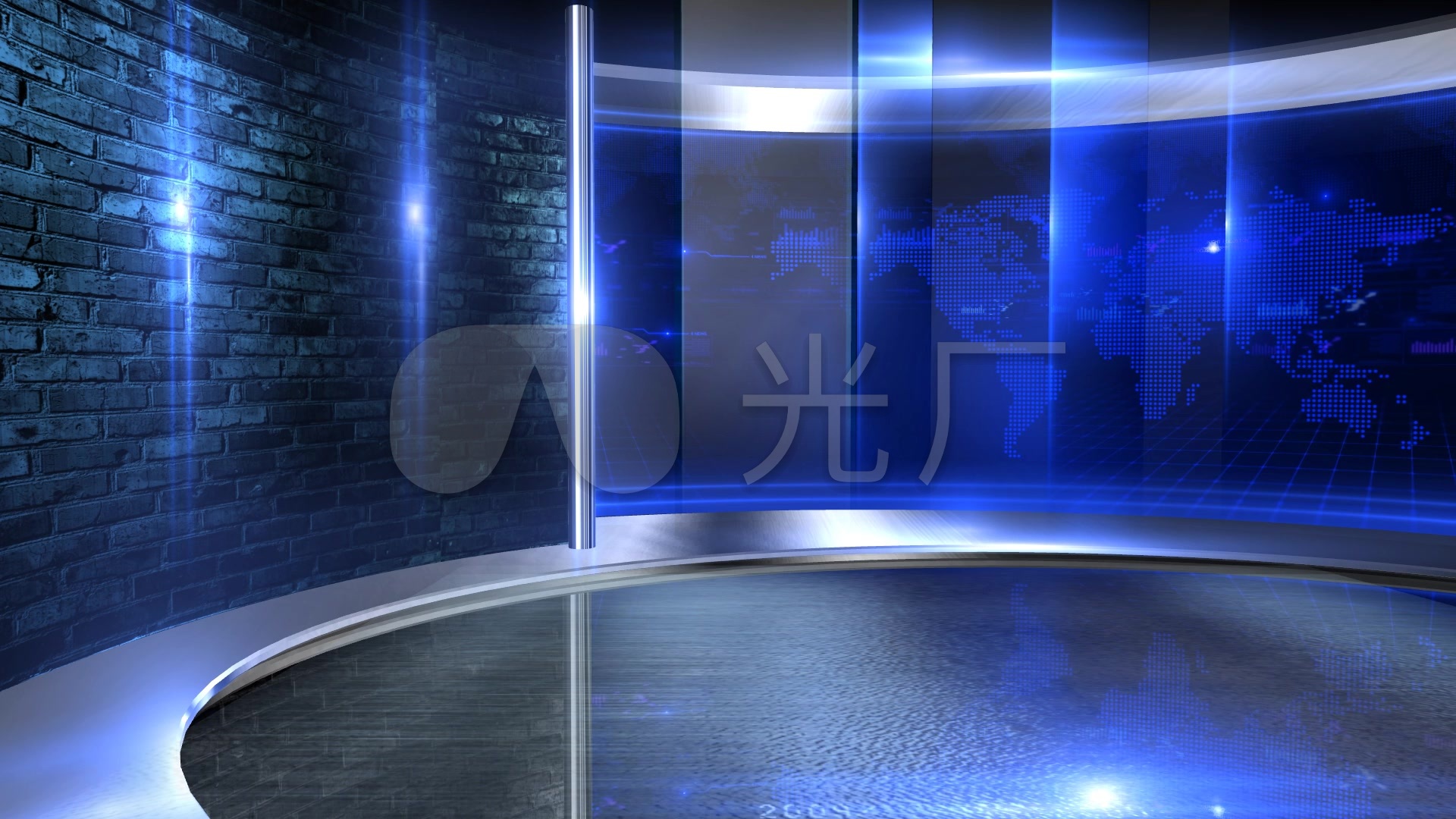 蓝色背景主持人虚拟演播厅