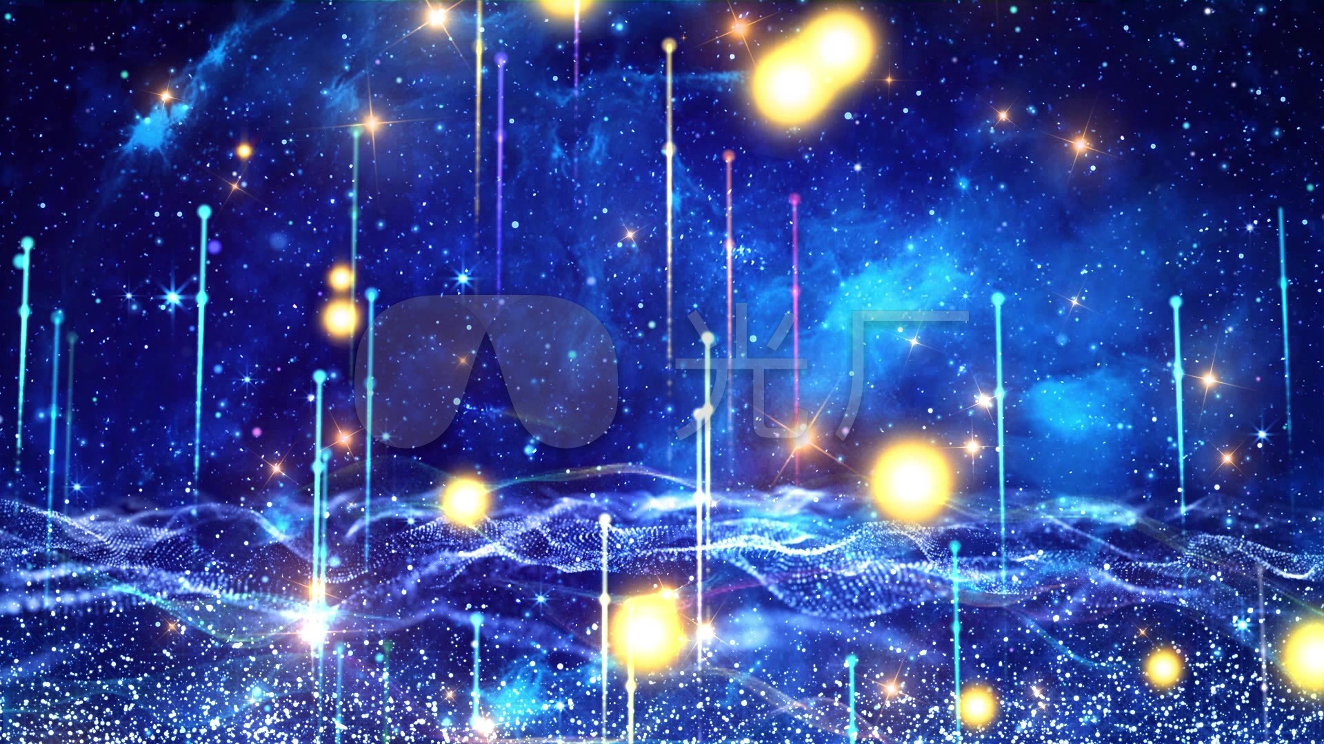 视频素材 舞台背景 抒情唯美 追光者星光与海唯美星空粒子背景 来自