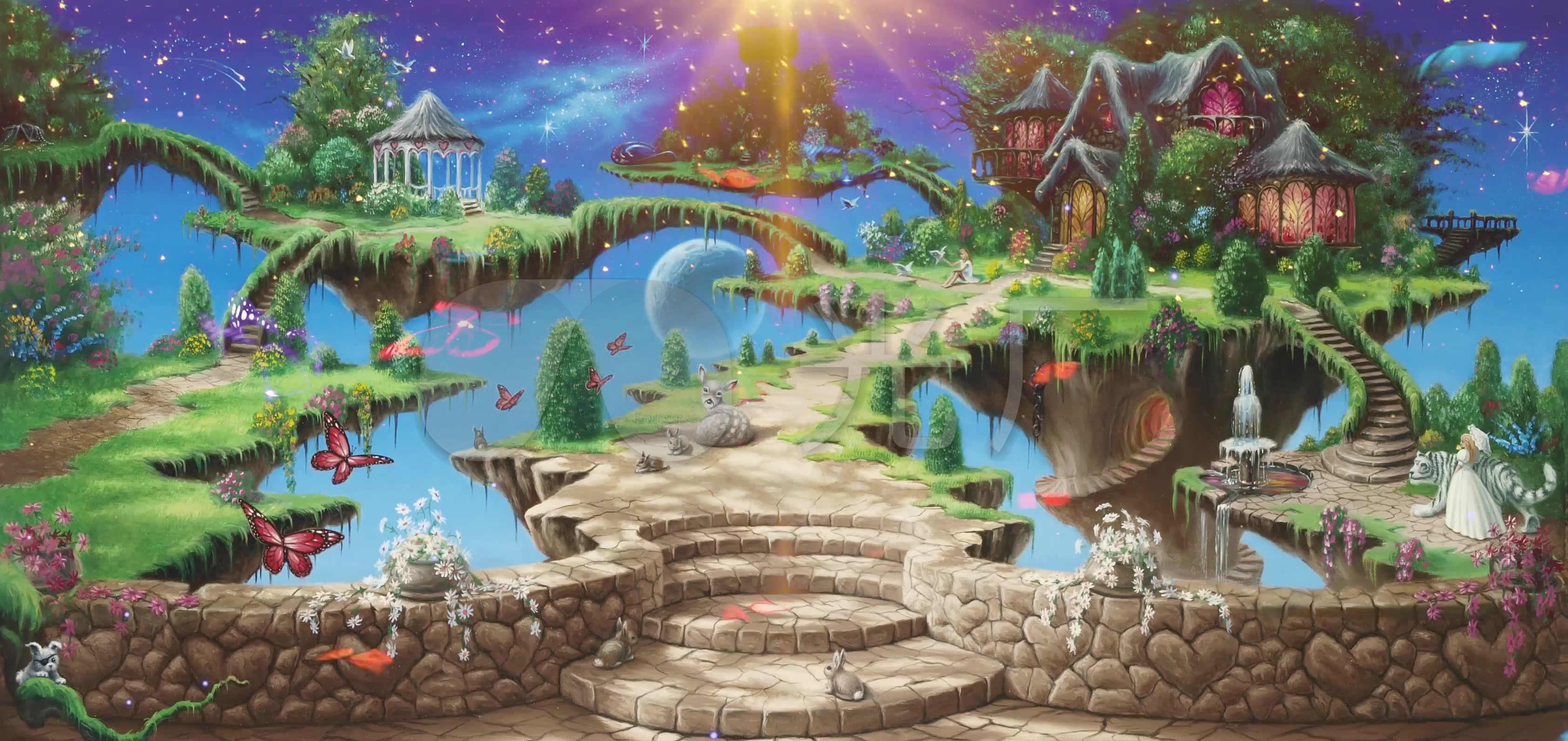 唯美梦幻粒子童话城堡童话世界动感背景