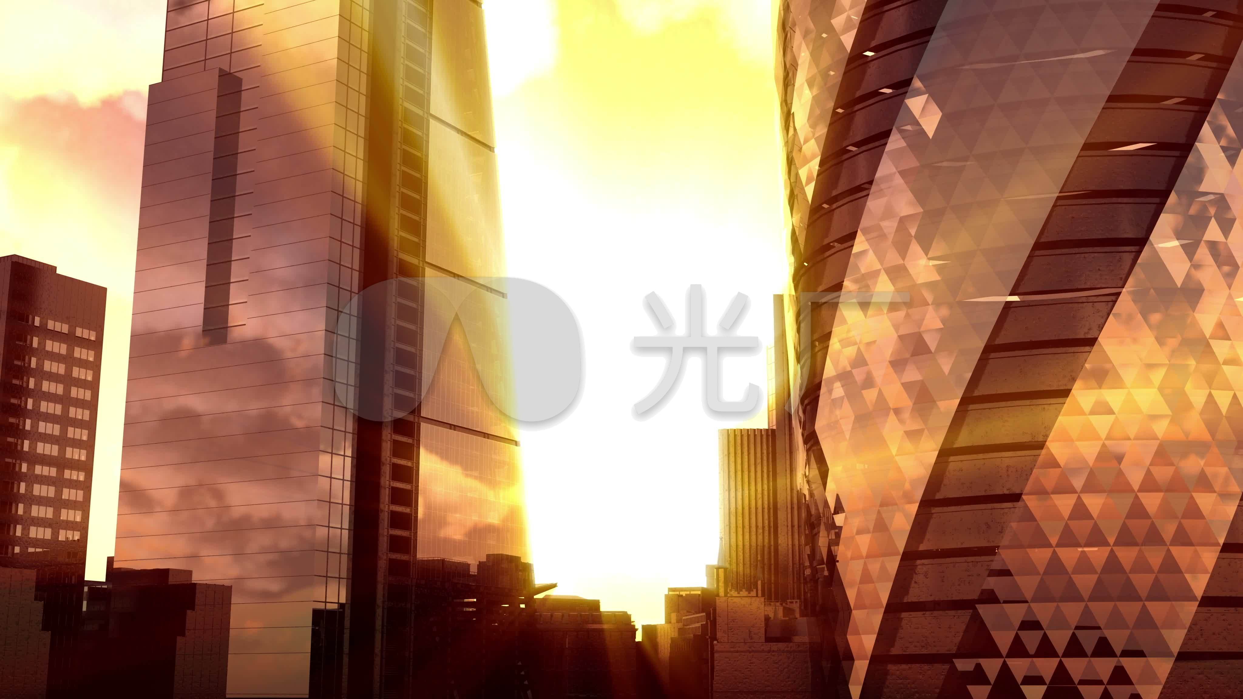 cbd写字楼商务中心城市阳光_4096x2304_高清视频素材下载(编号