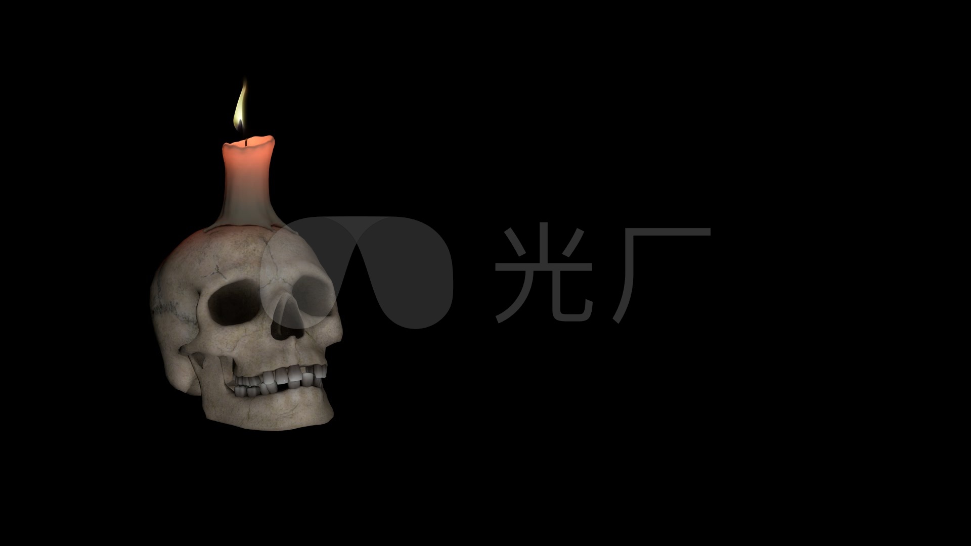 骷髅头骷髅头点蜡烛恐怖海盗万圣节_1920x1080_高清