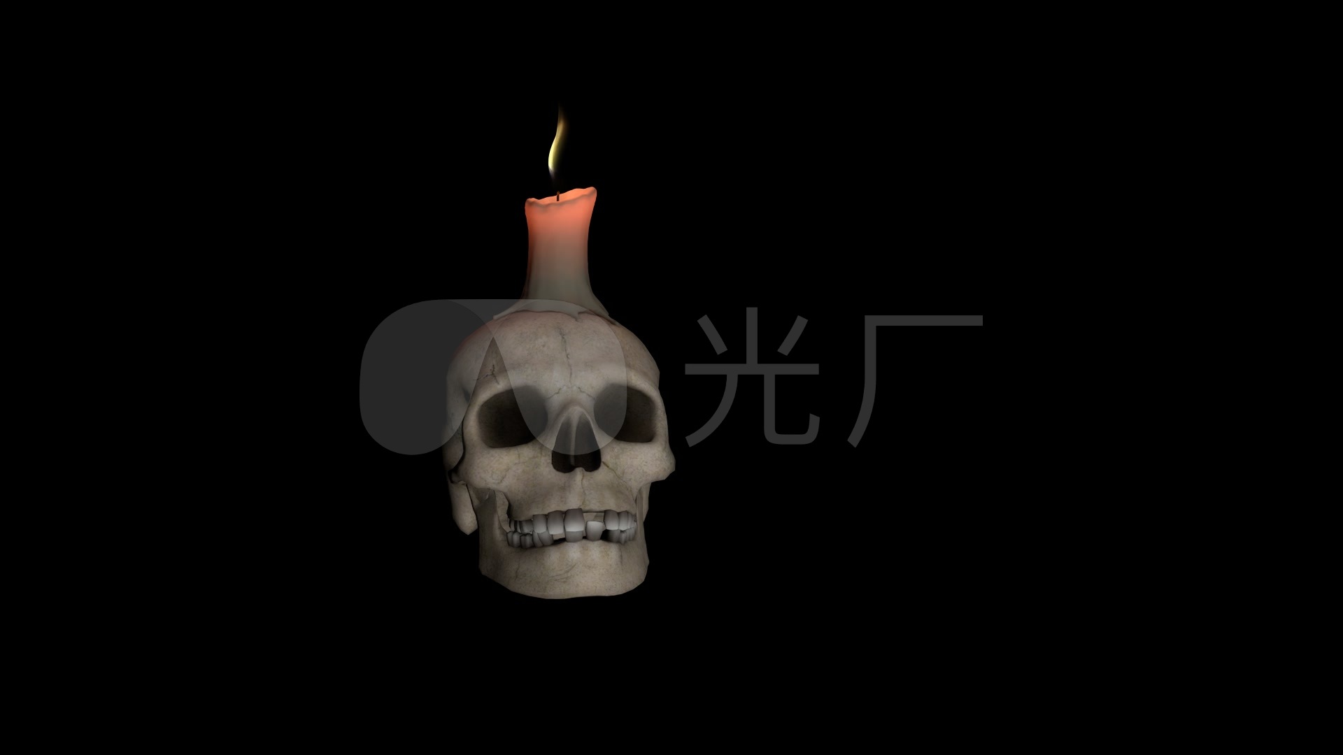 骷髅头骷髅头点蜡烛恐怖海盗万圣节_1920x1080_高清