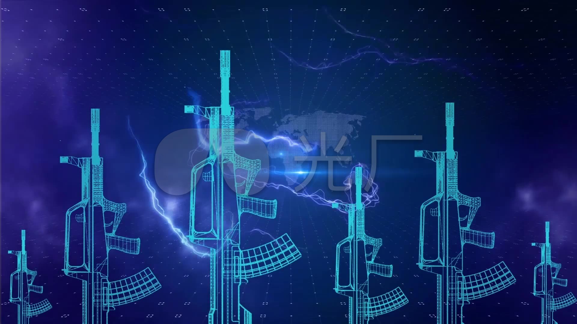 军队晚会led背景视频-钢枪雷电(可循环_1920x1080_高清视频素材下载