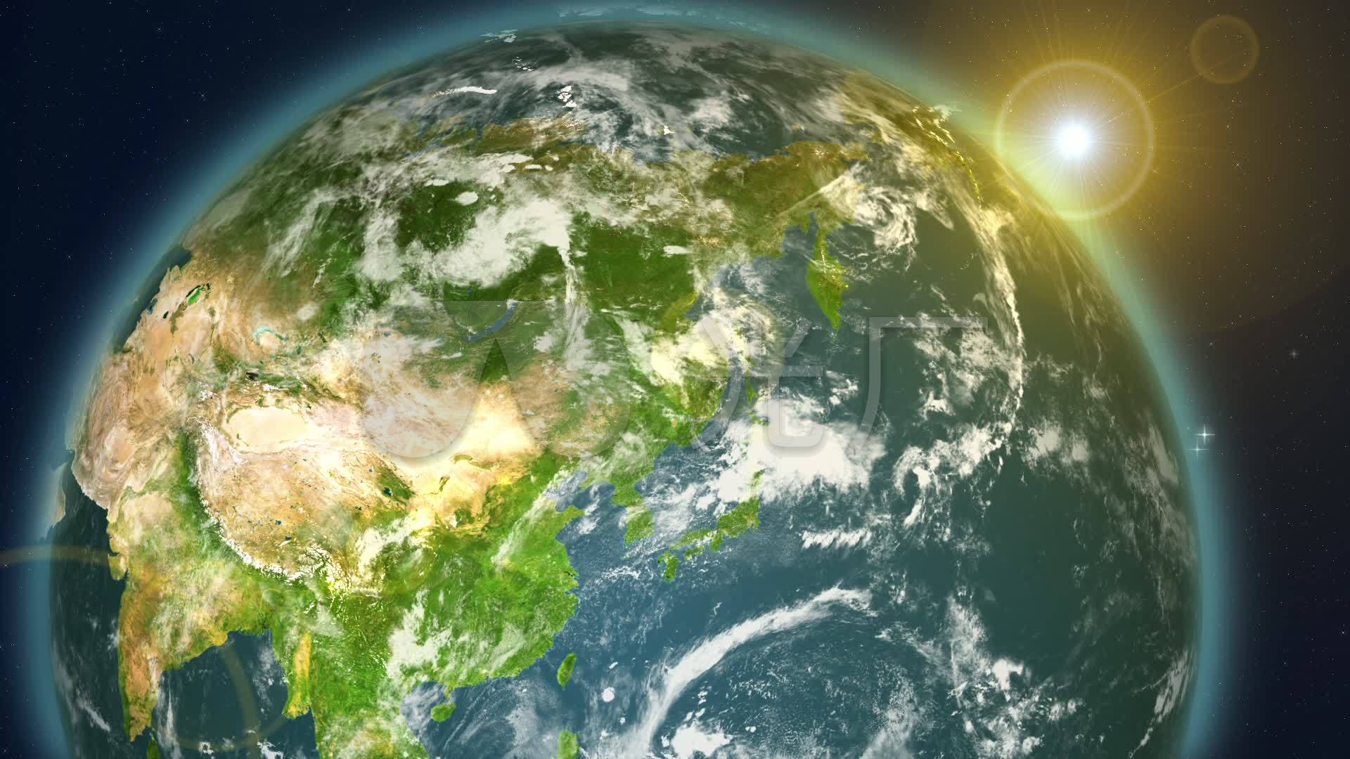 地球自转中国版图太空俯瞰地球星空