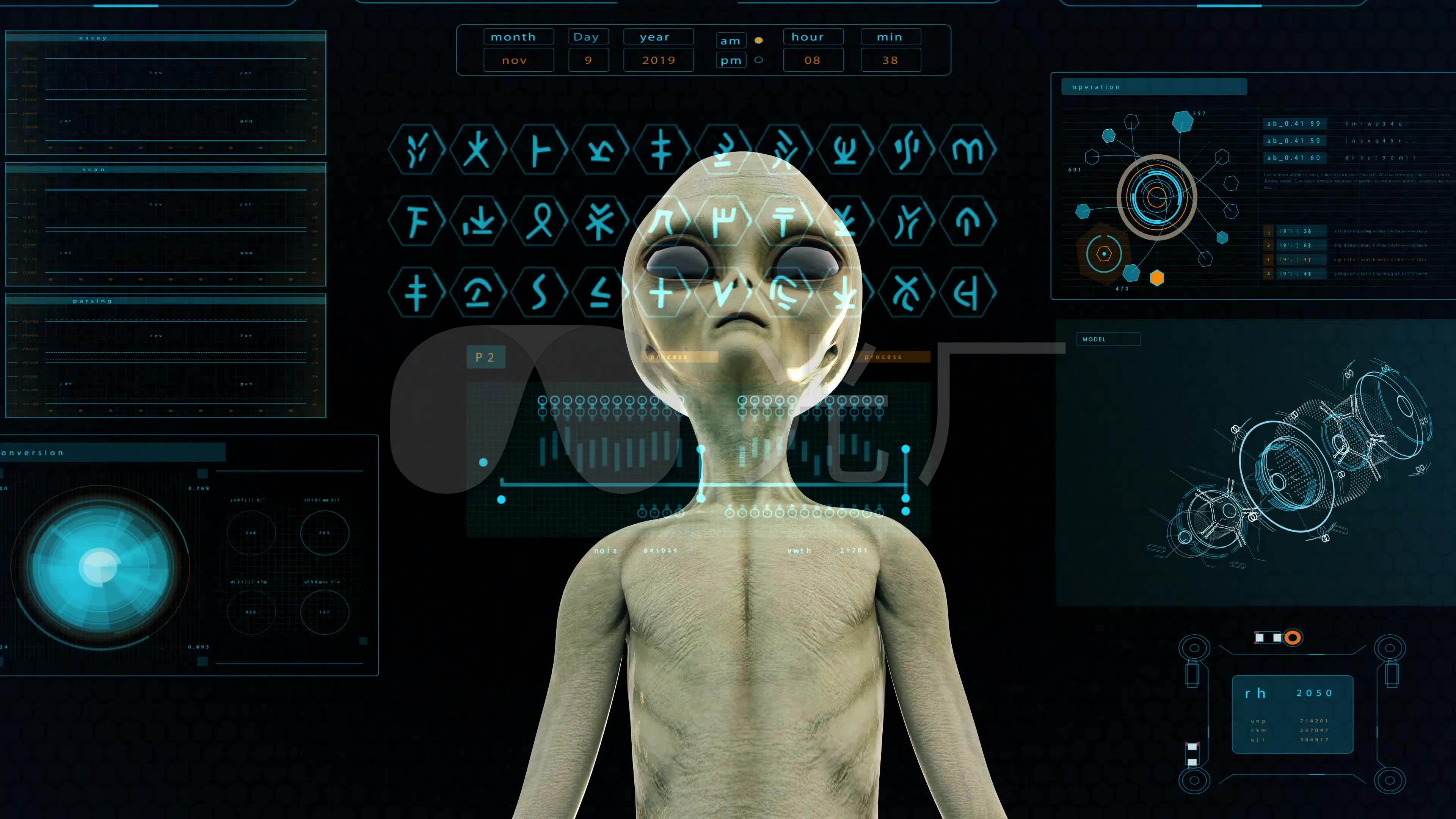 4k科幻外星人触摸全息键盘_视频素材包下载(编号:2772229)_影视包装