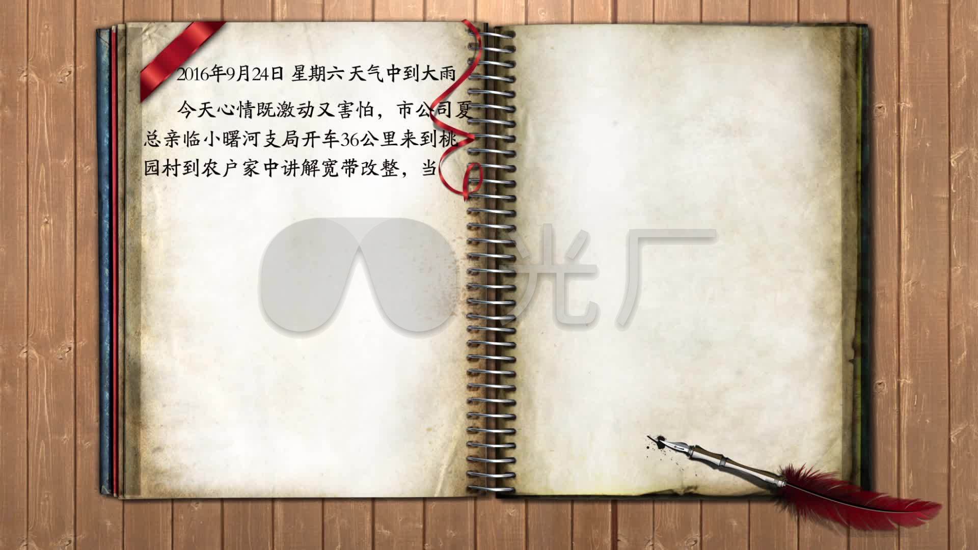 原创大气笔记本翻书文字模板