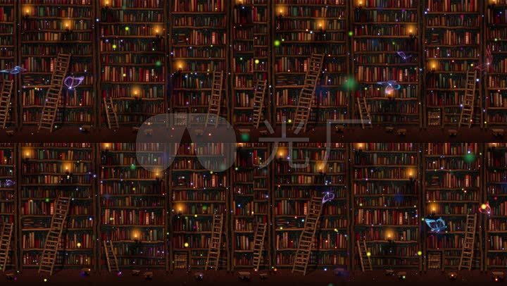 3d童话世界魔法图书馆动感背景图书馆背景