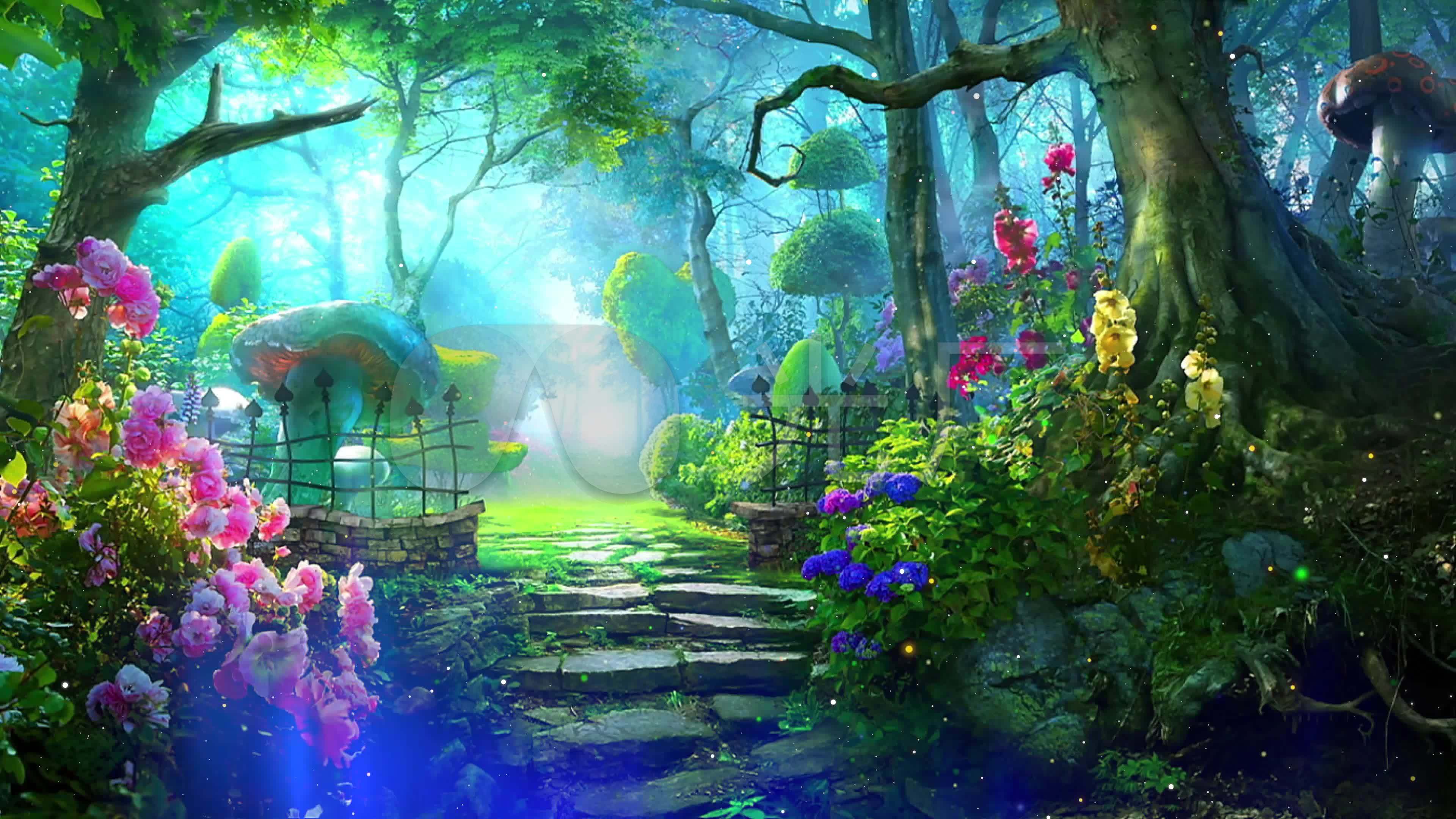 4k唯美梦幻粒子童话森林童话世界