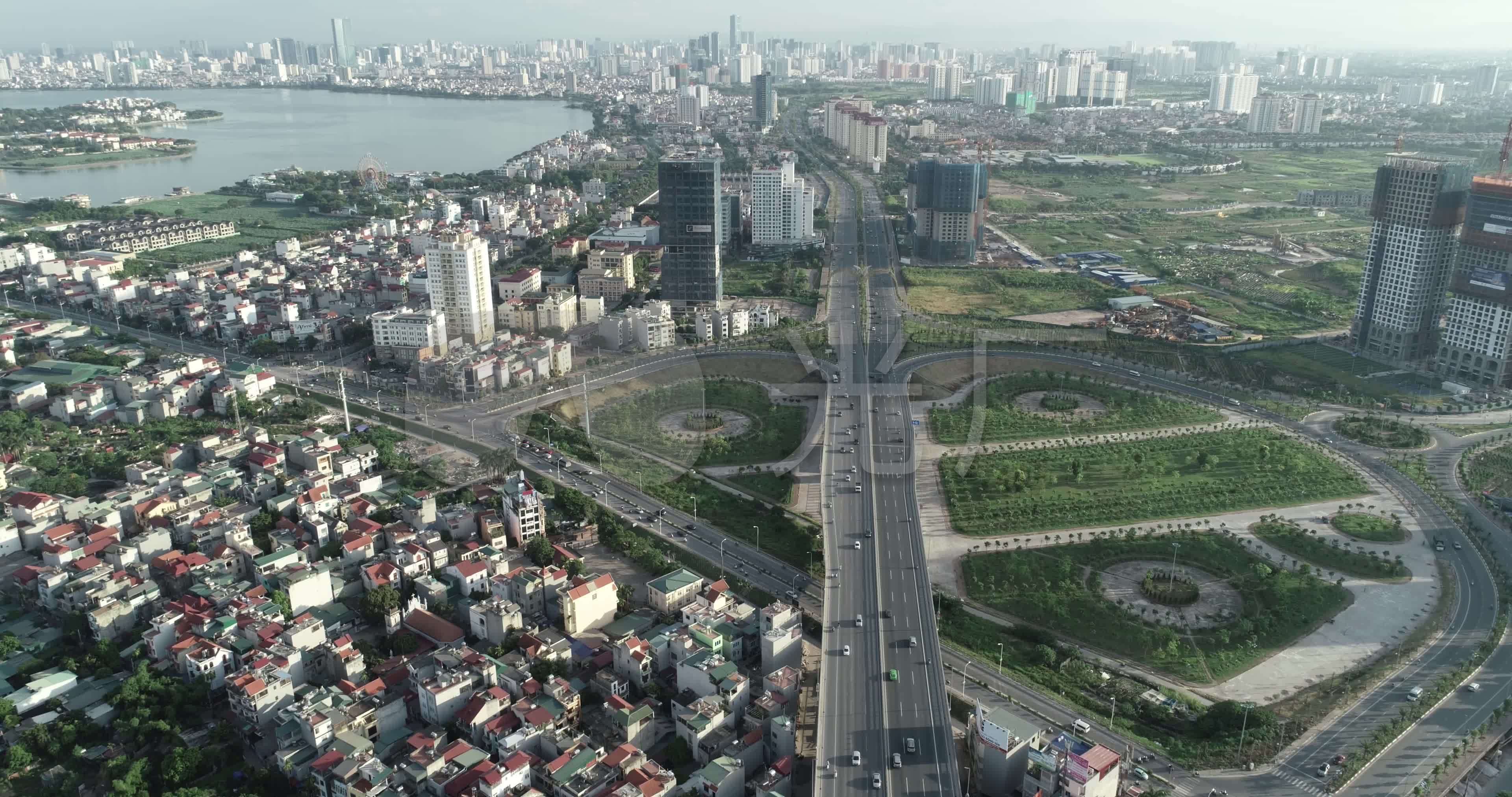 越南河内城市建筑群4k航拍