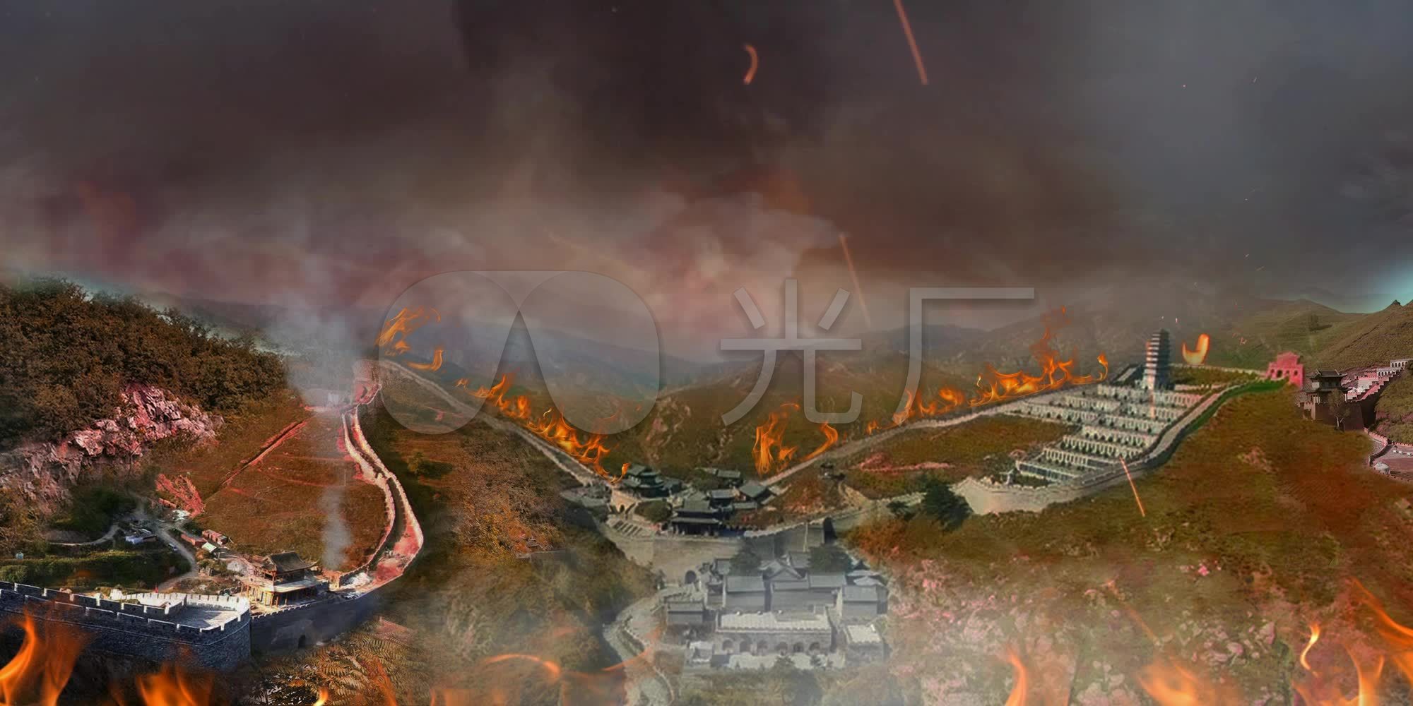 视频素材 舞台背景 场景背景 长城战争 来自视频原始文件或预览原始