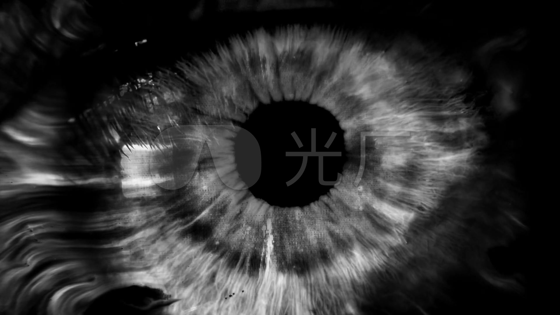 酷炫震撼黑色眼睛瞳孔渲染开场探索世界_1920x1080