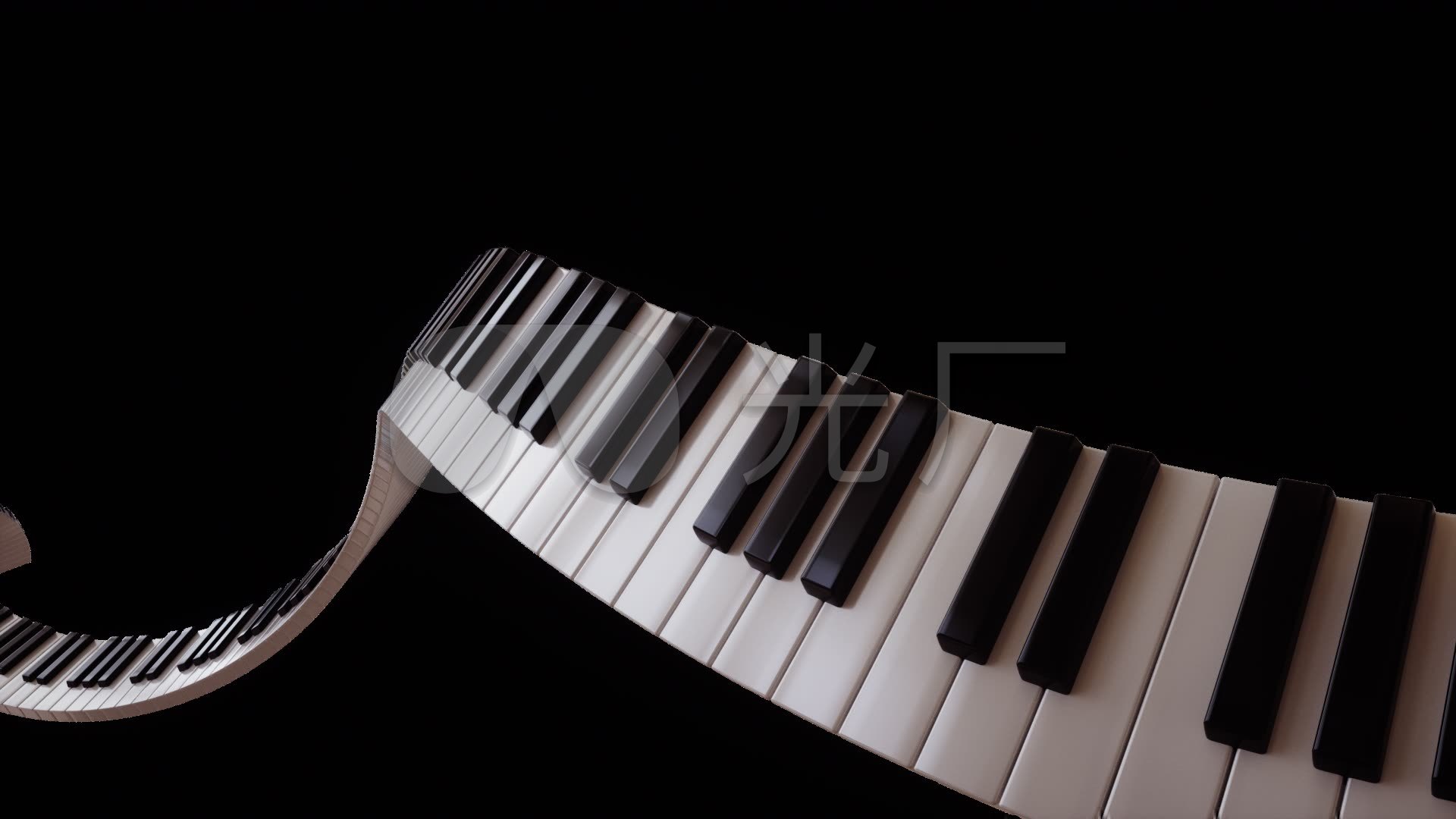 钢琴琴键飞过背景透明带通道动态素材