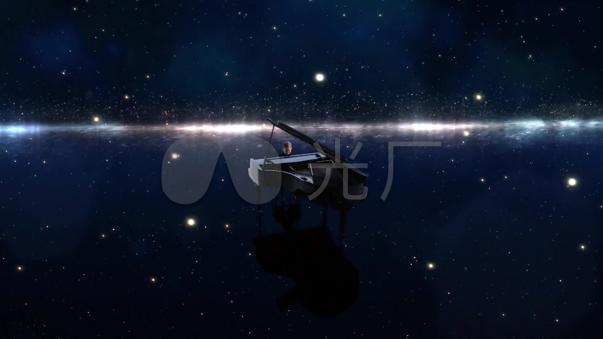 星空艺术钢琴小男孩弹钢琴_1920x1080_高清视频素材