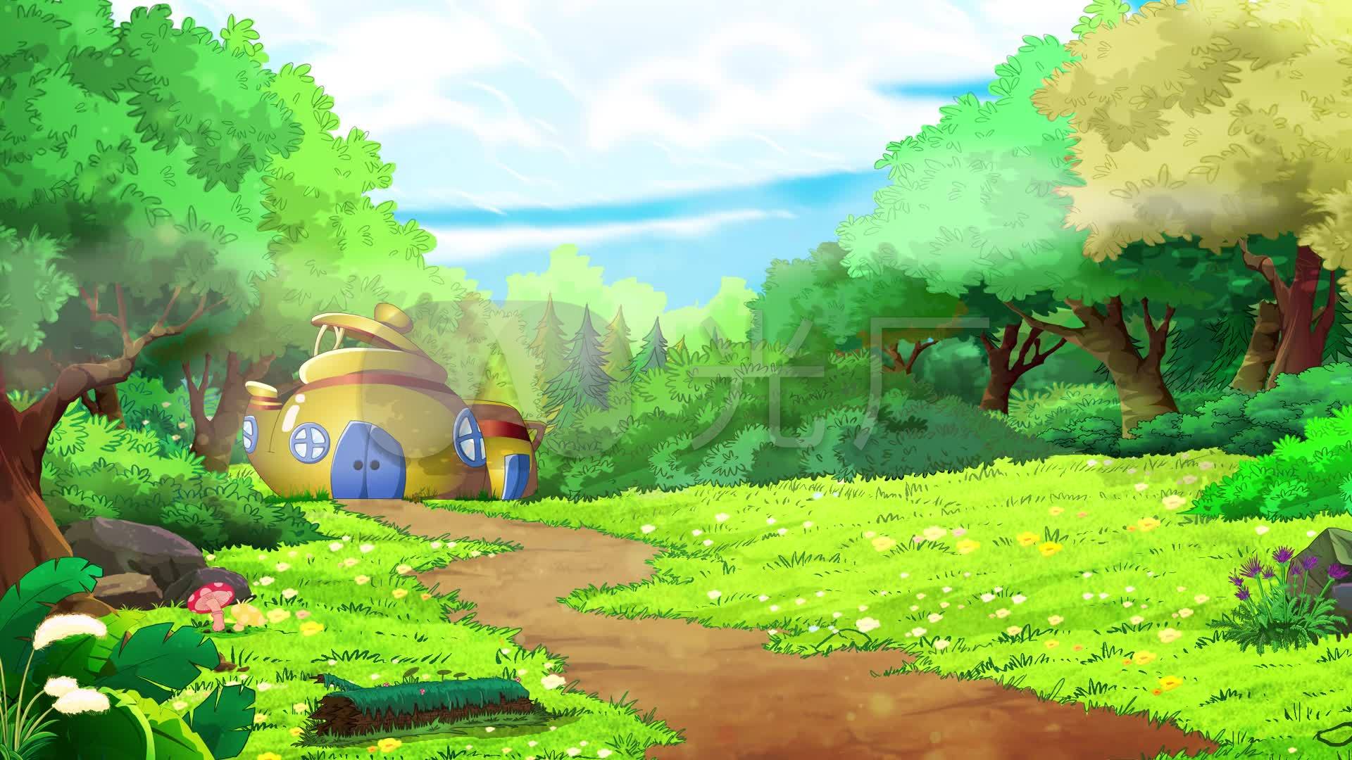 视频素材 舞台背景 场景背景 卡通森林小屋视频背景 来自视频原始文件
